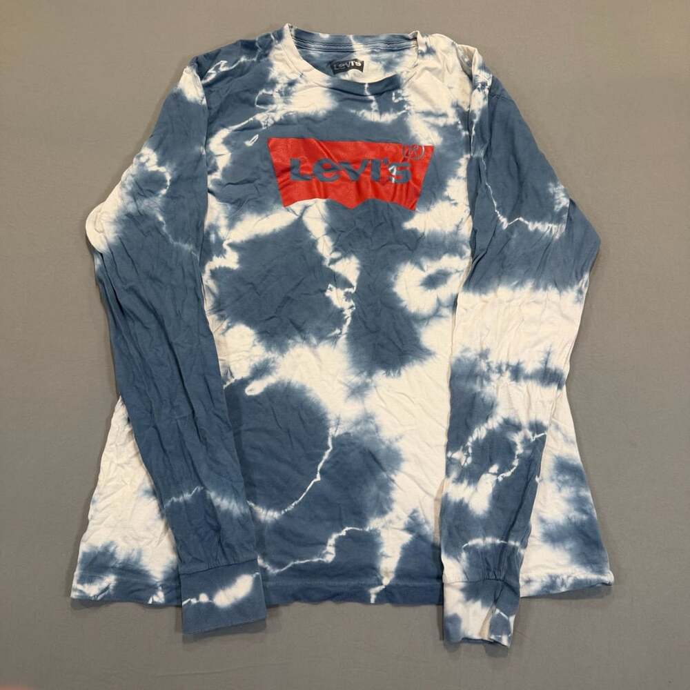 Levi's Long Sleeve Logo Tee Size L Blue White Tie Dye